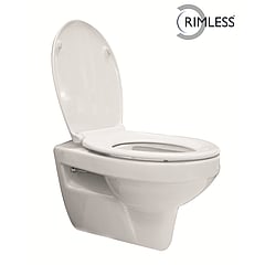 Wiesbaden Trevi CombiPack rimless hangend toilet diepspoel met softclose en quickrelease zitting, wit