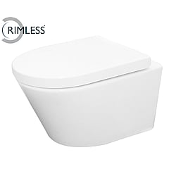 Wiesbaden Vesta hangend toilet diepspoel Rimless inclusief zitting met softclose en quickrelease, wit