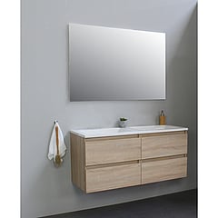 Sub Online badmeubelset met wastafel zonder kraangat met spiegel (bxlxh) 120x46x55 cm, eiken / glans wit