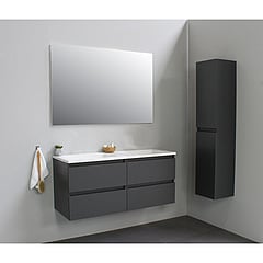 Sub Online badmeubelset met wastafel zonder kraangat met spiegel (bxlxh) 120x46x55 cm, mat antraciet / glans wit