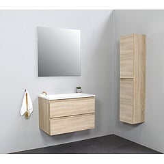 Sub Online badmeubelset met wastafel zonder kraangat met spiegel (bxlxh) 80x46x55 cm, eiken / glans wit