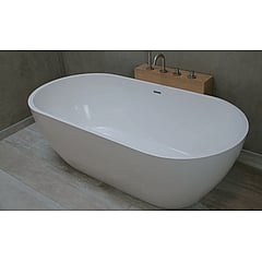 Luca Sanitair Luva vrijstaand bad van solid surface inclusief afvoerset chroom 160 x 80 x 52 cm, mat wit