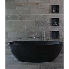 Luca Sanitair Luva vrijstaand bad van solid surface inclusief afvoerset chroom 180 x 93 x 56 cm, mat antraciet