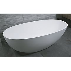 Luca Sanitair Luva vrijstaand bad van solid surface inclusief afvoerset chroom 180 x 93 x 56 cm, mat wit
