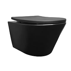 Wiesbaden Vesta rimless hangend toilet met softclose toiletzitting, mat zwart