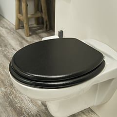Tiger Leatherlook toiletzitting met deksel 37,5 x 43,3 x 5,5 cm, zwart