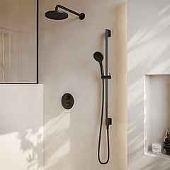 Hotbath Get Together doucheset met thermostatische 2-weg-omstel met 3 standen-handdouche, 20 cm hoofddouche, glijstang, mat zwart