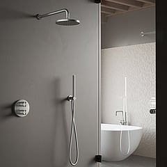 Hotbath Archie thermostatische douche-inbouwset met 2-weg-stop-omstel, handdouche en 20 cm hoofddouche (8 mm), rvs