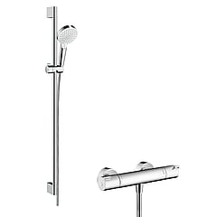 hansgrohe Ecostat thermostaat+stang 90+crometta vario handd.wit-chr., wit chroom