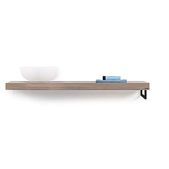 LoooX Wooden Base Shelf Solo wastafelblad met handdoekhouder rechts 140 x 46 x 7 cm, eiken old grey-mat zwart