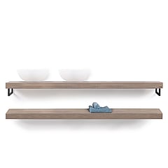 LoooX Wooden Base Shelf Duo 100 cm met RVS handdoekhouders, eiken old grey