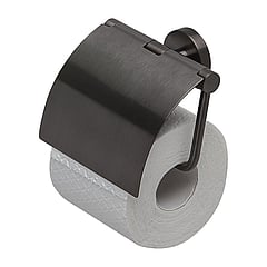 Geesa Nemox toiletrolhouder met klep, zwart metaal geborsteld