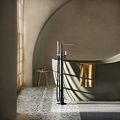 Hotbath Gal staande badmengkraan met draaibare uitloop, staafhanddouche en doucheslang 93,4 cm, geborsteld gunmetal PVD