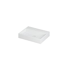 INK United wastafel porselein zonder kraangat inclusief porseleinen click plug en verborgen overloop systeem 60x45x11cm, mat wit