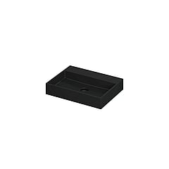 INK United wastafel porselein zonder kraangat inclusief porseleinen click plug en verborgen overloop systeem 60x45x11cm, mat zwart