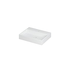 INK United wastafel porselein met 1 kraangat inclusief porseleinen click plug en verborgen overloop systeem 60x45x11cm, mat wit