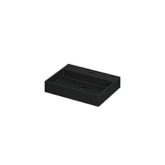 INK United wastafel porselein met 1 kraangat inclusief porseleinen click plug en verborgen overloop systeem 60x45x11cm, mat zwart