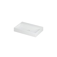 INK United wastafel porselein zonder kraangat inclusief porseleinen click plug en verborgen overloop systeem 70x45x11cm, mat wit