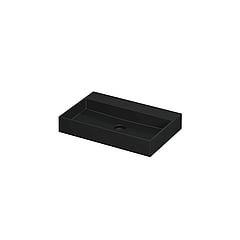INK United wastafel porselein zonder kraangat inclusief porseleinen click plug en verborgen overloop systeem 70x45x11cm, mat zwart