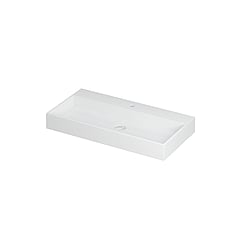 INK United wastafel porselein met 1 kraangat inclusief porseleinen click plug en verborgen overloop systeem 90x45x11cm, mat wit