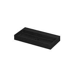 INK United wastafel porselein met 1 kraangat inclusief porseleinen click plug en verborgen overloop systeem 90x45x11cm, mat zwart