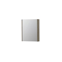 INK SPK2 spiegelkast met 1 dubbelzijdige spiegeldeur, 2 verstelbare glazen planchetten, stopcontact en schakelaar 60 x 14 x 73 cm, greige eiken