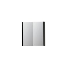 INK SPK2 spiegelkast met 2 dubbelzijdige spiegeldeuren, 2 verstelbare glazen planchetten, stopcontact en schakelaar 70 x 14 x 73 cm, mat antraciet