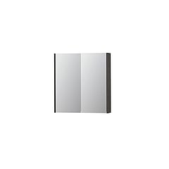 INK SPK2 spiegelkast met 2 dubbelzijdige spiegeldeuren, 2 verstelbare glazen planchetten, stopcontact en schakelaar 70 x 14 x 73 cm, oer grijs