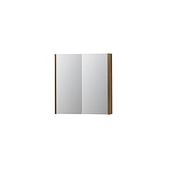 INK SPK2 spiegelkast met 2 dubbelzijdige spiegeldeuren, 2 verstelbare glazen planchetten, stopcontact en schakelaar 70 x 14 x 73 cm, massief eiken aqua