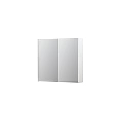 INK SPK2 spiegelkast met 2 dubbelzijdige spiegeldeuren, 2 verstelbare glazen planchetten, stopcontact en schakelaar 80 x 14 x 73 cm, mat wit