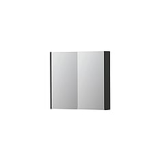 INK SPK2 spiegelkast met 2 dubbelzijdige spiegeldeuren, 2 verstelbare glazen planchetten, stopcontact en schakelaar 80 x 14 x 73 cm, mat antraciet