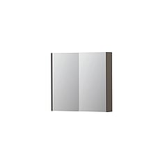 INK SPK2 spiegelkast met 2 dubbelzijdige spiegeldeuren, 2 verstelbare glazen planchetten, stopcontact en schakelaar 80 x 14 x 73 cm, mat taupe