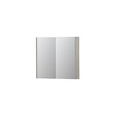 INK SPK2 spiegelkast met 2 dubbelzijdige spiegeldeuren, 2 verstelbare glazen planchetten, stopcontact en schakelaar 80 x 14 x 73 cm, krijt wit