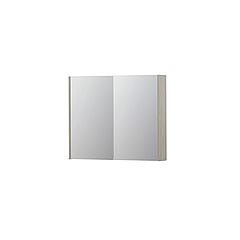 INK SPK2 spiegelkast met 2 dubbelzijdige spiegeldeuren, 2 verstelbare glazen planchetten, stopcontact en schakelaar 90 x 14 x 73 cm, krijt wit