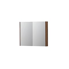 INK SPK2 spiegelkast met 2 dubbelzijdige spiegeldeuren, 2 verstelbare glazen planchetten, stopcontact en schakelaar 90 x 14 x 73 cm, noten