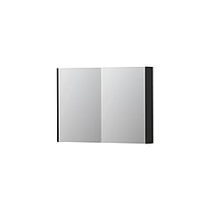 INK SPK2 spiegelkast met 2 dubbelzijdige spiegeldeuren, 4 verstelbare glazen planchetten, stopcontact en schakelaar 100 x 14 x 73 cm, mat zwart