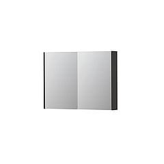 INK SPK2 spiegelkast met 2 dubbelzijdige spiegeldeuren, 4 verstelbare glazen planchetten, stopcontact en schakelaar 100 x 14 x 73 cm, hoogglans antraciet