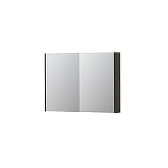 INK SPK2 spiegelkast met 2 dubbelzijdige spiegeldeuren, 4 verstelbare glazen planchetten, stopcontact en schakelaar 100 x 14 x 73 cm, gerookt eiken