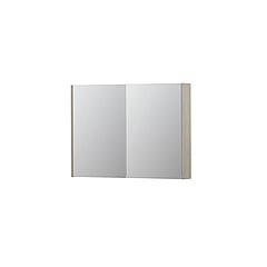 INK SPK2 spiegelkast met 2 dubbelzijdige spiegeldeuren, 4 verstelbare glazen planchetten, stopcontact en schakelaar 100 x 14 x 73 cm, krijt wit