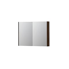 INK SPK2 spiegelkast met 2 dubbelzijdige spiegeldeuren, 4 verstelbare glazen planchetten, stopcontact en schakelaar 100 x 14 x 73 cm, koper eiken