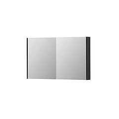 INK SPK2 spiegelkast met 2 dubbelzijdige spiegeldeuren, 4 verstelbare glazen planchetten, stopcontact en schakelaar 120 x 14 x 73 cm, mat antraciet