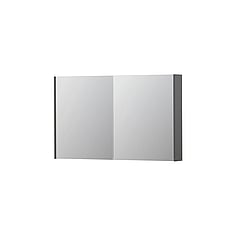 INK SPK2 spiegelkast met 2 dubbelzijdige spiegeldeuren, 4 verstelbare glazen planchetten, stopcontact en schakelaar 120 x 14 x 73 cm, mat grijs