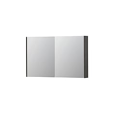 INK SPK2 spiegelkast met 2 dubbelzijdige spiegeldeuren, 4 verstelbare glazen planchetten, stopcontact en schakelaar 120 x 14 x 73 cm, oer grijs