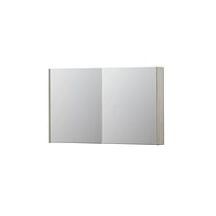 INK SPK2 spiegelkast met 2 dubbelzijdige spiegeldeuren, 4 verstelbare glazen planchetten, stopcontact en schakelaar 120 x 14 x 73 cm, krijt wit
