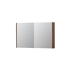 INK SPK2 spiegelkast met 2 dubbelzijdige spiegeldeuren, 4 verstelbare glazen planchetten, stopcontact en schakelaar 120 x 14 x 73 cm, noten