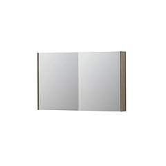 INK SPK2 spiegelkast met 2 dubbelzijdige spiegeldeuren, 4 verstelbare glazen planchetten, stopcontact en schakelaar 120 x 14 x 73 cm, greige eiken