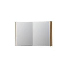 INK SPK2 spiegelkast met 2 dubbelzijdige spiegeldeuren, 4 verstelbare glazen planchetten, stopcontact en schakelaar 120 x 14 x 73 cm, massief eiken aqua
