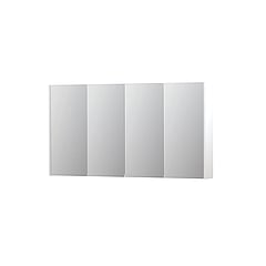 INK SPK2 spiegelkast met 4 dubbelzijdige spiegeldeuren, 4 verstelbare glazen planchetten, stopcontact en schakelaar 140 x 14 x 73 cm, mat wit