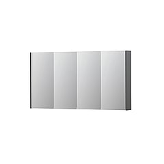 INK SPK2 spiegelkast met 4 dubbelzijdige spiegeldeuren, 4 verstelbare glazen planchetten, stopcontact en schakelaar 140 x 14 x 73 cm, mat grijs