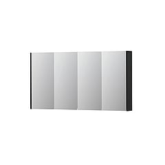 INK SPK2 spiegelkast met 4 dubbelzijdige spiegeldeuren, 4 verstelbare glazen planchetten, stopcontact en schakelaar 140 x 14 x 73 cm, mat zwart